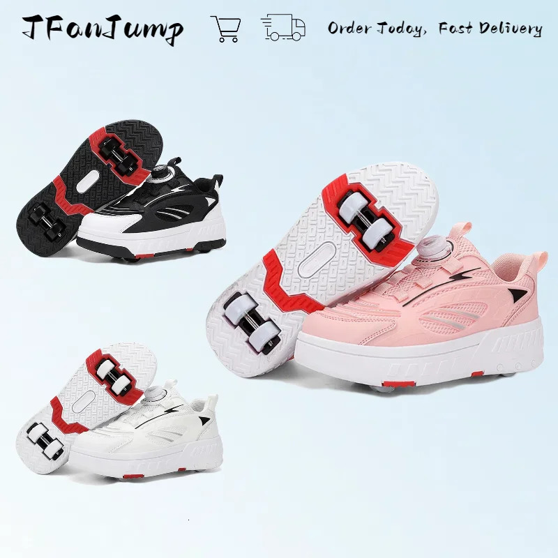 Deformation Roller Skates Shoes Double Row 4-Wheel Skates Roller Shoes with Wheels Dual-Purpose Roller Sneakers Skateboard Shoes 240701