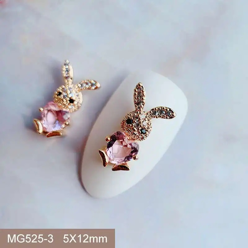 10pcs Kawaii Love Heart Rabbit Flower Wreath Nail Art Parts Zircon Crystal Manicure Nails Accesorios Supplies Decorations Charms 240701