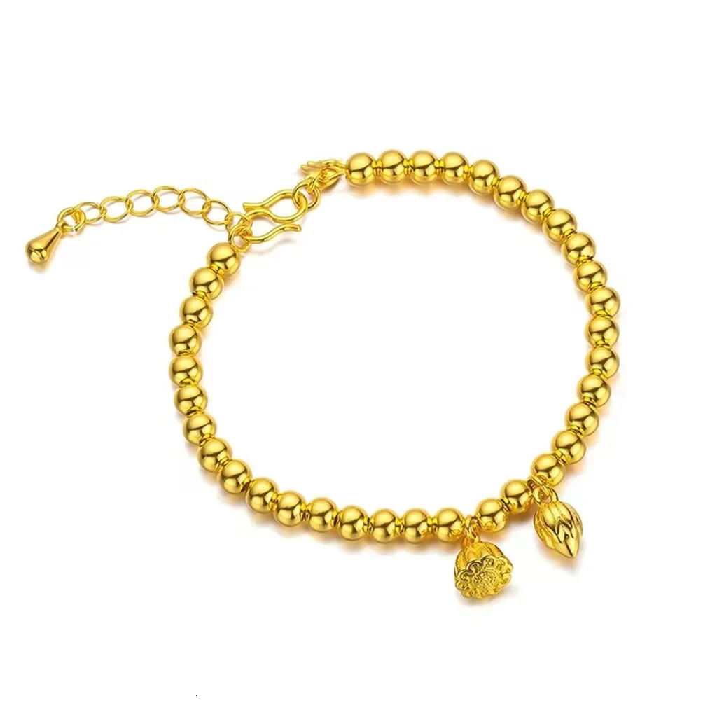 real alluvial gold Womens Good Luck Lotus Bracelet 240626