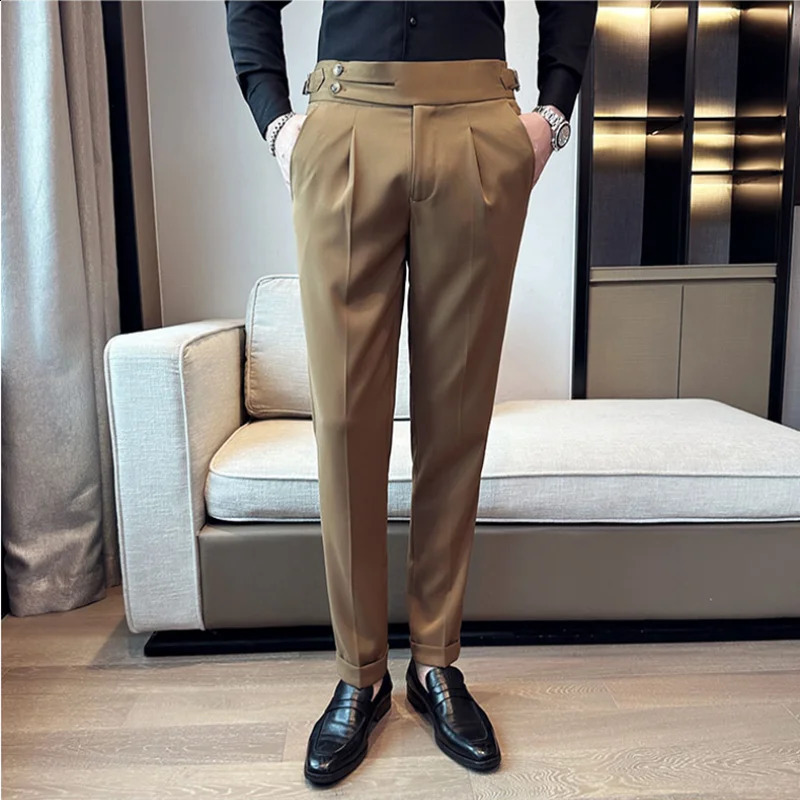 SpringSummer British Style Naples Suit Pants Men Slim Fit Casual Formal Dress Pants High Quality Business Social Suit Pant 240701