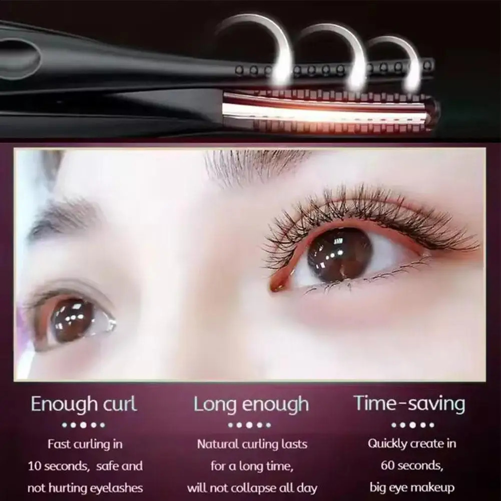 Rechargeable Mini Clip-Type USB Electric Heated Eyelash Lasting Hours Curler 48 3 Makeup Temperature Women Tool Eye Long Mo A9V6 240701