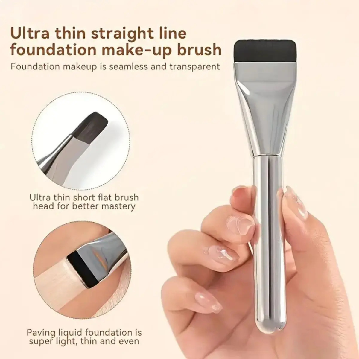Flat-head Foundation Brush Ultra-thin Brush Head Traceless Gecomo Foundation Makeup Brush 240701