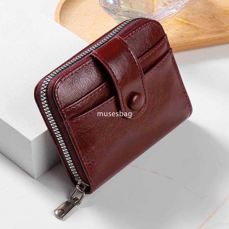 Fashionable and versatile for both men and women classic and practical multi slot wallet with zipper PU small fragrant casual leather zero wallet slot