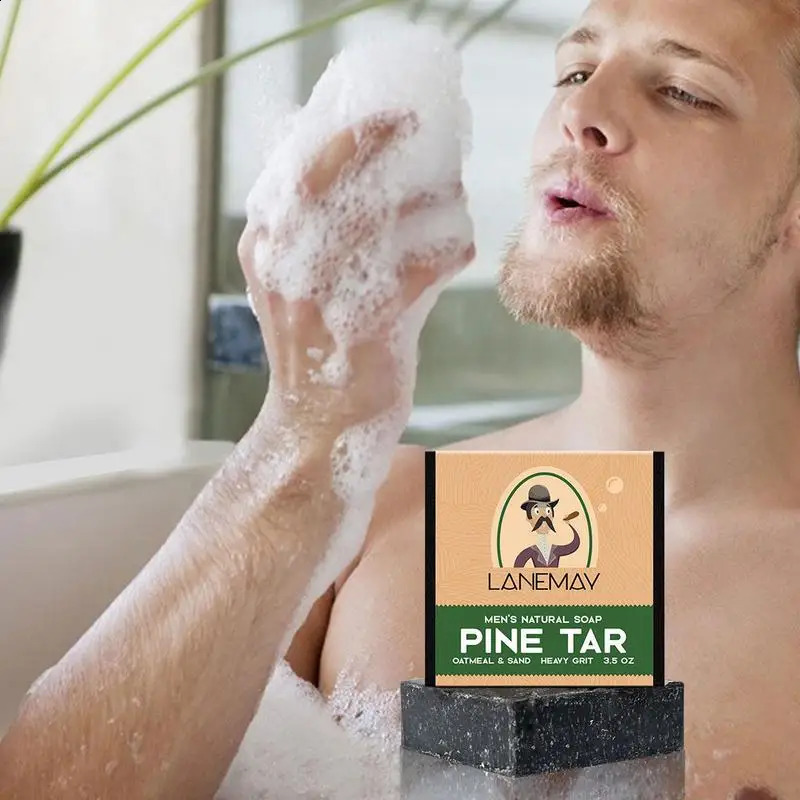 Mens Soap men natural soap Mite Removing Natural Bar Soap Deep Cleansing Pores Dirt For Men Pine Tar Soap 240701