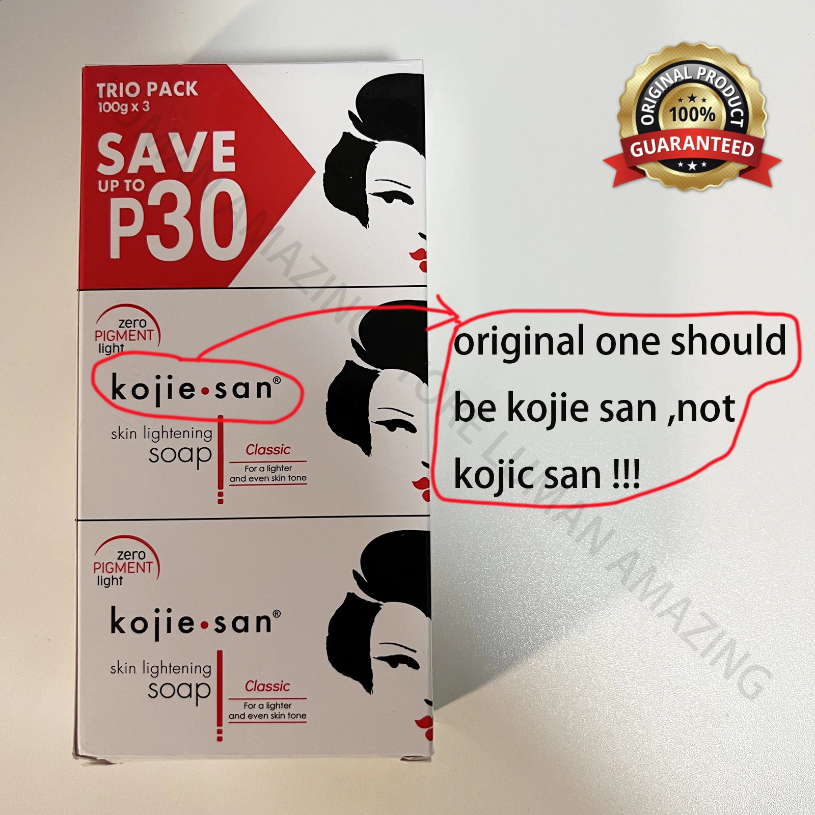 ORIGINAL D KOJIE SAN FACE BODY KOJIC ACID SOAP 100g x3 240701