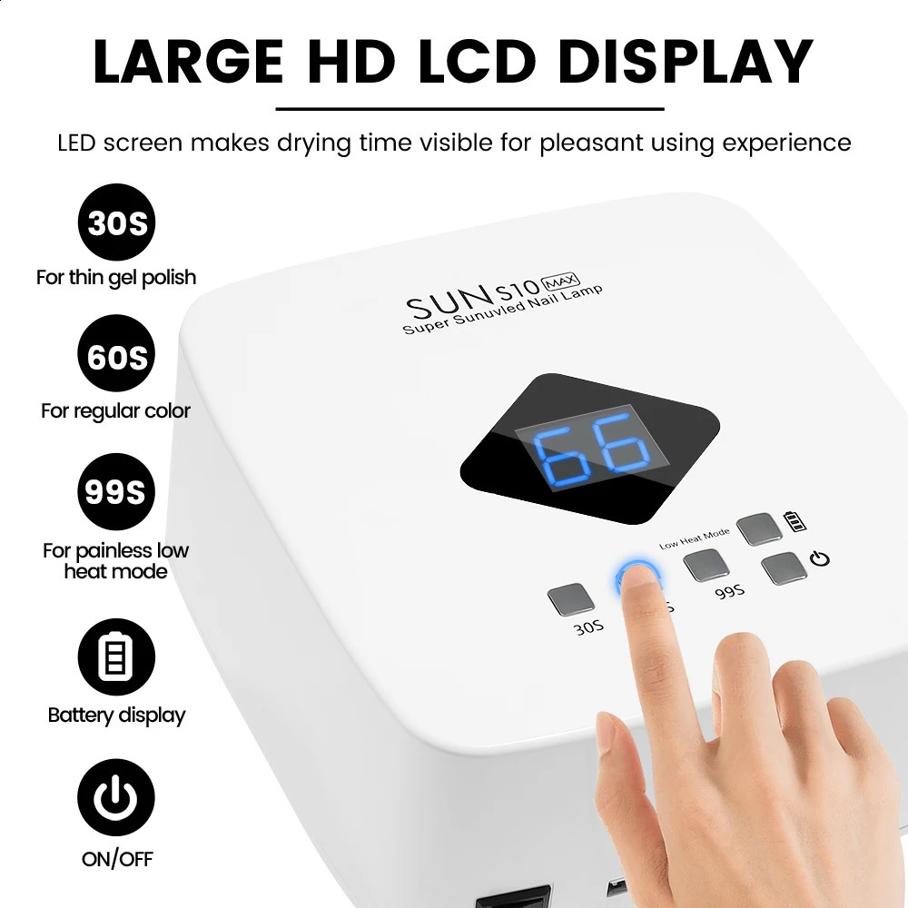 Built-in Battery Rechargeable UV LED Nail Lamp Cordless Nail Dryer for Gel Polish Professional Nail Art Manicure Tools for Home 240701