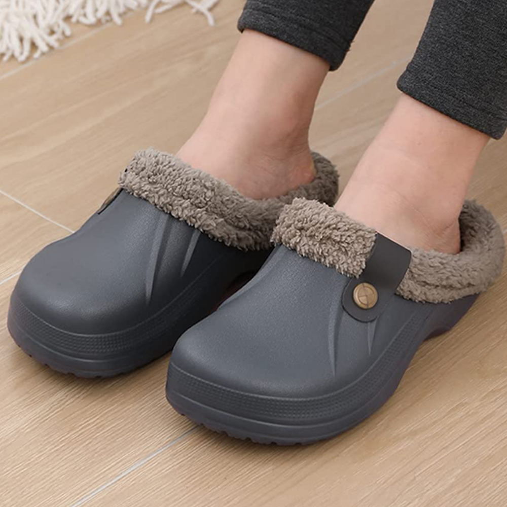 Garden Cozy Winter Clogs, Men's Waterproof Fur Slippers for Indoor Outdoor 4