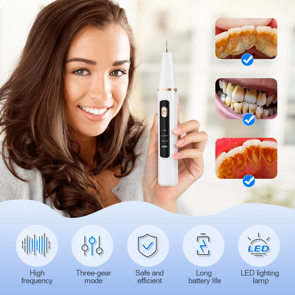 Ultrasonic Dental Calculus r Teeth Plaque Tartar Eliminator Stains Cleaner Electric Dental Tooth Stone r 240701