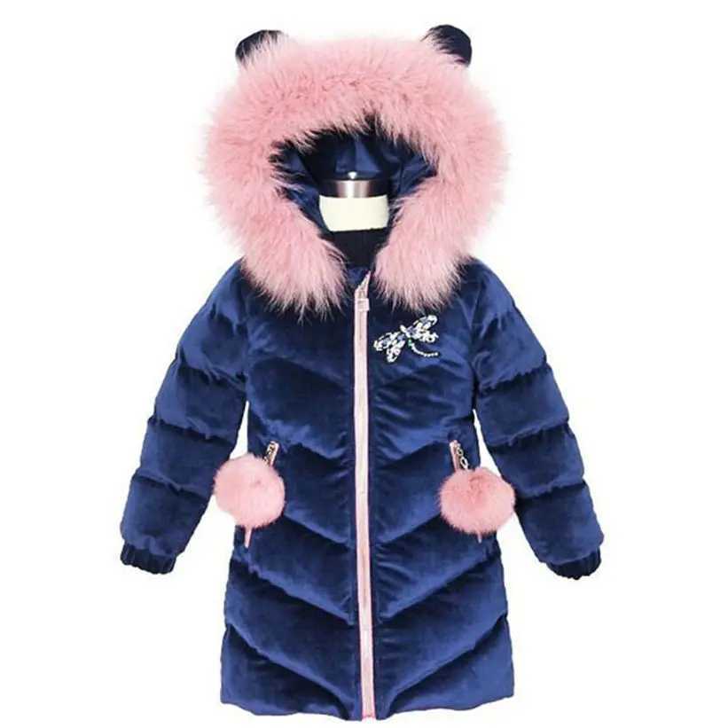 Down Coat Children Winter Teenager Thickened Hooded Cotton-padded Parka Kids Warm Long Jackets Toddler Outerwear Q240701