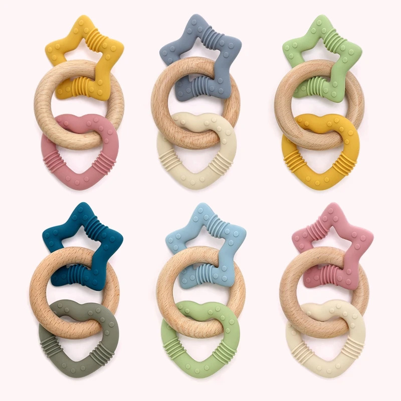 Baby Teether Silicone Teething Toys Love Ring born 0 12 Year Old No BPA for Infant Gifts 240625