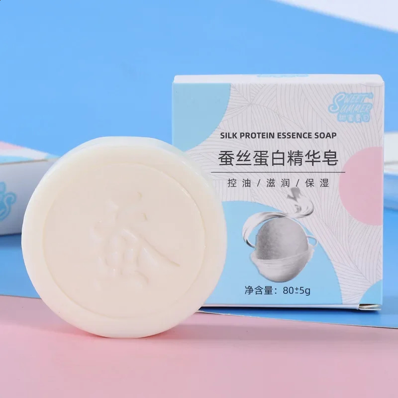 Goat Milk Silk Handmade Soap 80g Skin Care Cleansing Soap Shrink Face Cleaner Body Wash 240701