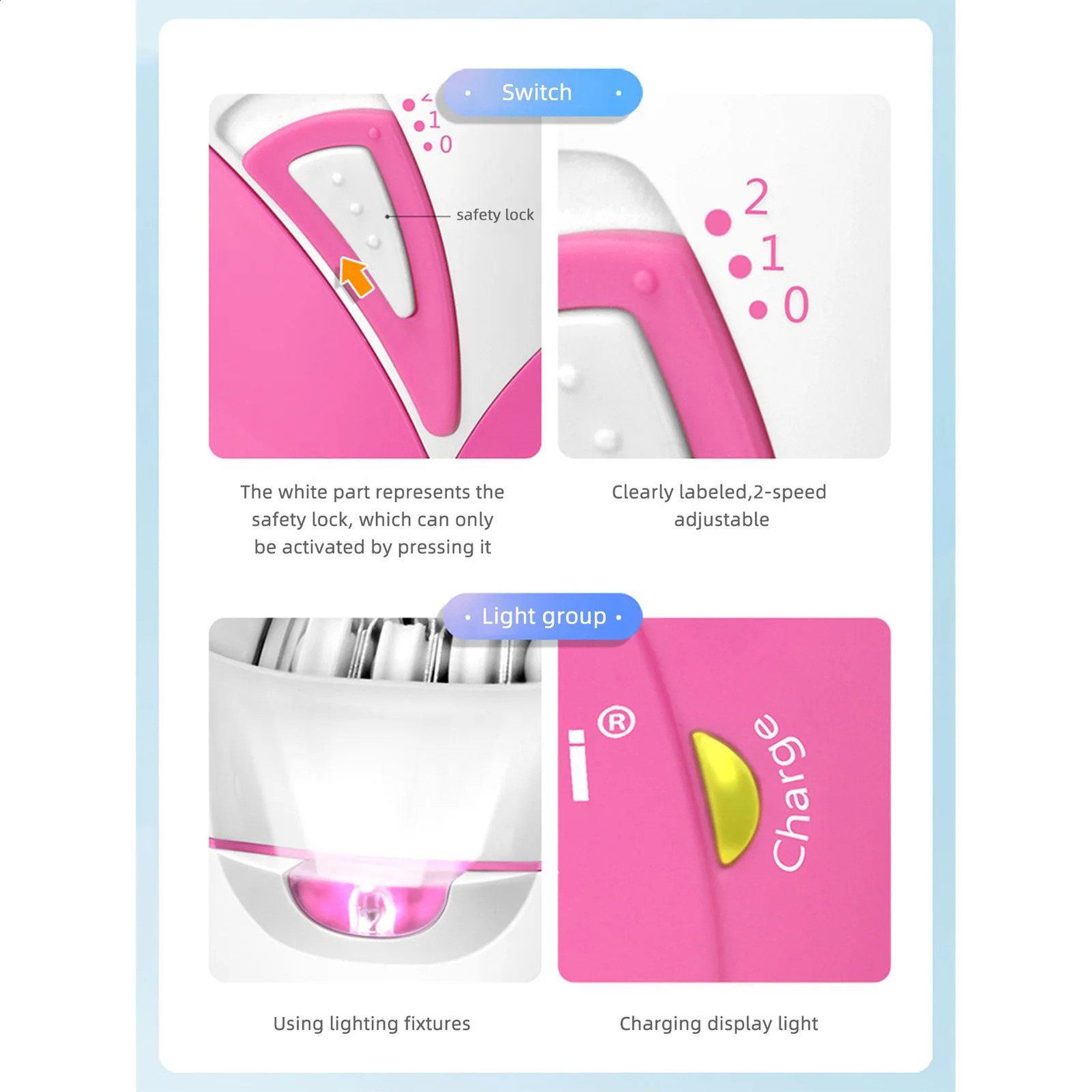 Handheld Electric Epilator Skin Hair r 2 Levels Adjustable Safe Blade Shaver USB Rechargeable Women Face Body 240701