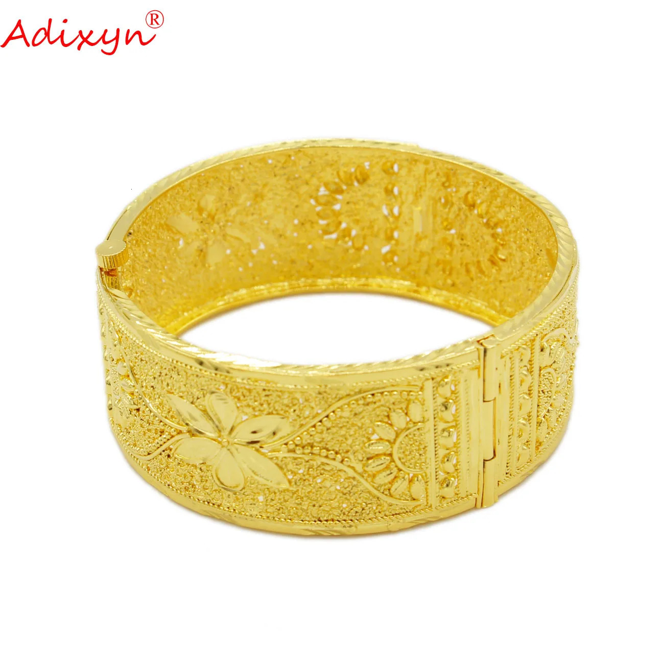 Adixyn womens hand bracelets 24k gold color can openbangles for unisex indian dubai jewelry wide bangle wedding gifts N022231 240626