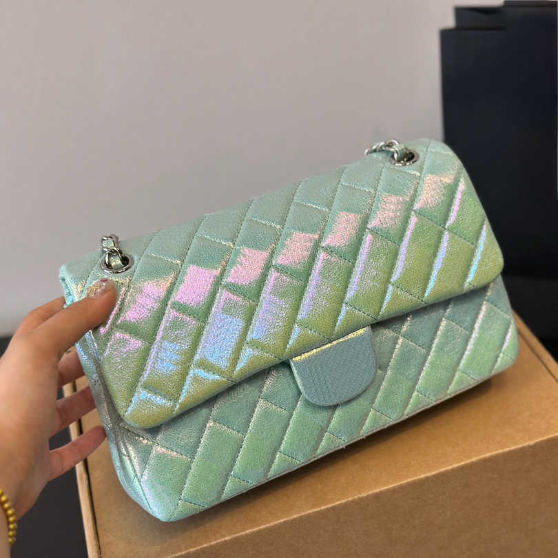 2025--10A designer bags Lady Iridescent Pearl Laser cowhide Classic Shoulder Bags silver Chain Crossbody Handbags Luxury Designer Messenger Purse