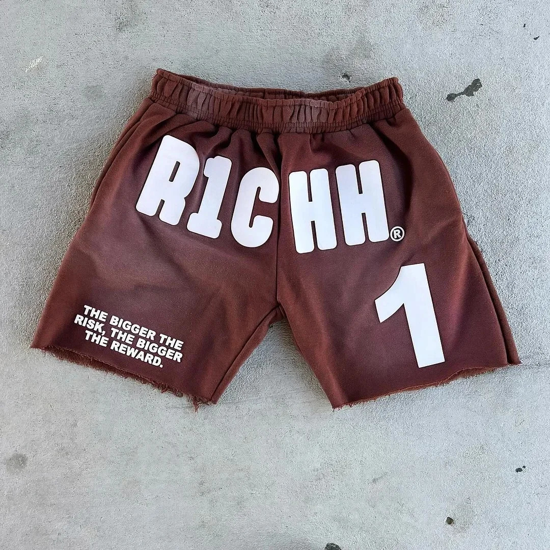 Summer New American Hip Hop Letter Y2K Mens and Womens Shorts Harajuku Gothic Casual Basketball Pants 240701
