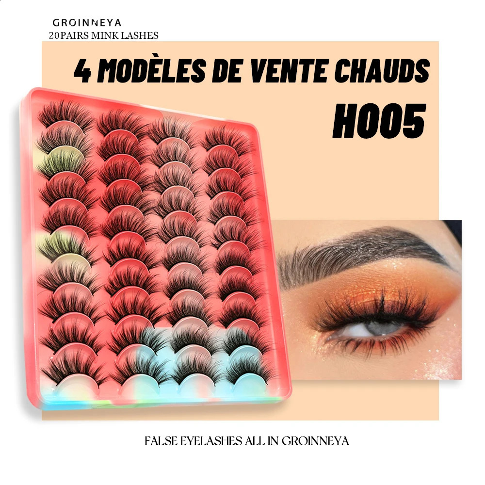 GROINNEYA Eyelashes 3D Mink Lashes Fluffy Soft Wispy Natural Cross Eyelash Extension Reusable Lashes Mink False Eyelashes Makeup 240701