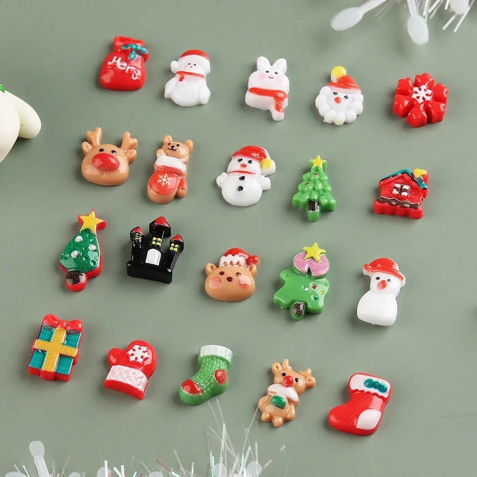 3D Christmas Nail Charms Cartoon Santa Claus Elk Tree Deer Decorations for Nails Resin Rhinestones Kawaii Accessories P-ASD01 240701