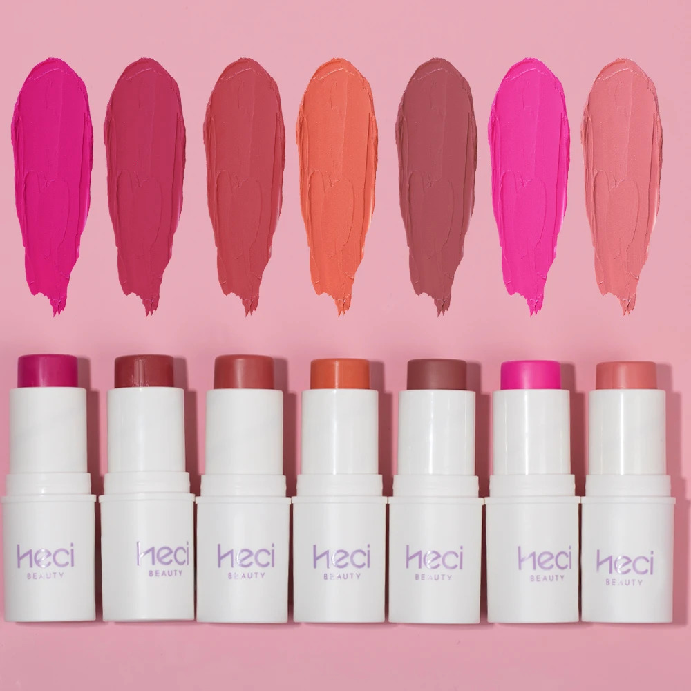 Multi-Tone Creamy Blush Stick Makeup Long-Lasting Waterproof Simple High-End Lip Cheek Tint High Pigment Hydrating Pink Blusher 240702