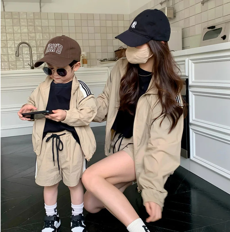 Parent-child outfit Summer outdoor clothing set for boys and girls sun protection two-piece set 240701
