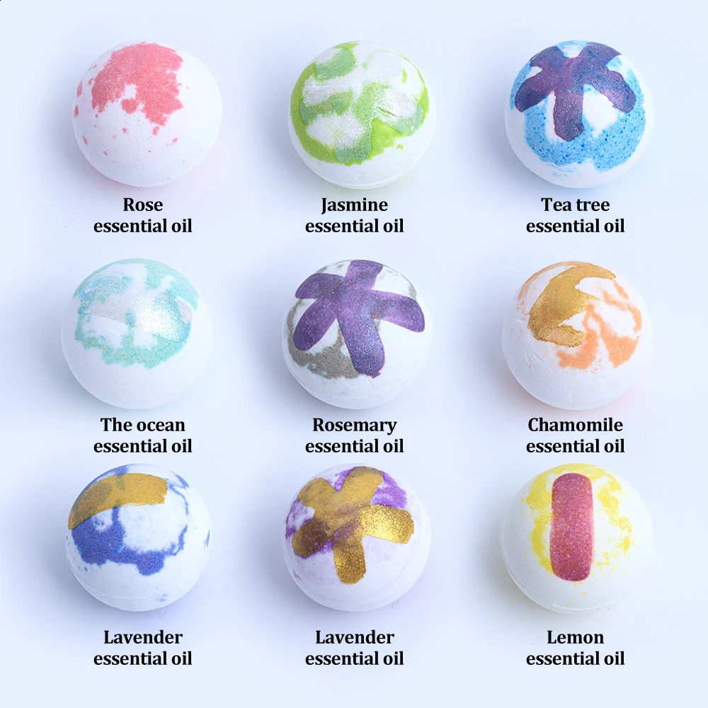 9Pcs 18Pcs Plant Essential Oils Bath Bomb Pack Gift Set Aromatic Odor Pressure Reducing Bubble Bath Ball the Skin 240701