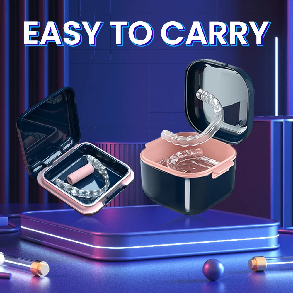 High Quality Orthodontic Retainer Braces Storage Box Soaking Invisible Teeth Denture Cleaning Tooth Storage Portable Belt case 240701