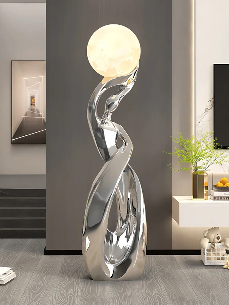 Home Decor Statue Abstract Art Ornaments Nordic Living Room Large Floor Luminous Sculpture Housewarming Gift Interior Figurines 240624 - view 5