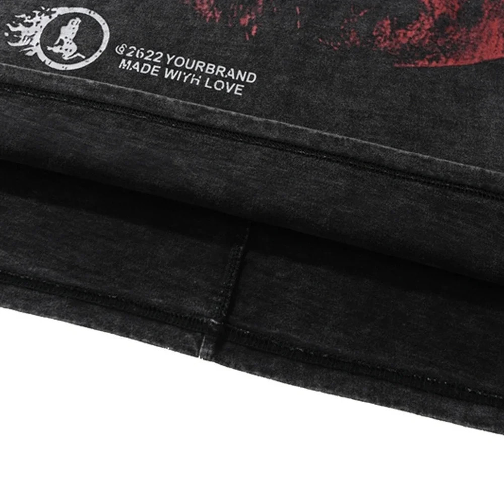 Lip Print Pattern Washed T Shirt Vintage Loose Tank Top Casual Sleeveless Cotton Tshirt Hip Hop Streetwear Oversize Tops Vest 240701