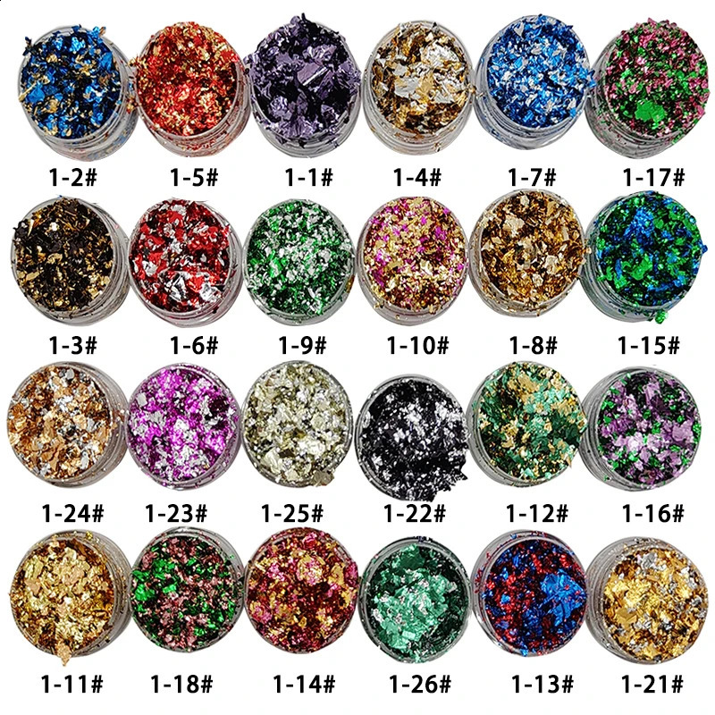 12 Colors Set Mixed-Color Gold Foil Fake For Gilding Christmas Gift Decoration Nail Art Epoxy Resin Crafts DIY Phone Case Slime o240701