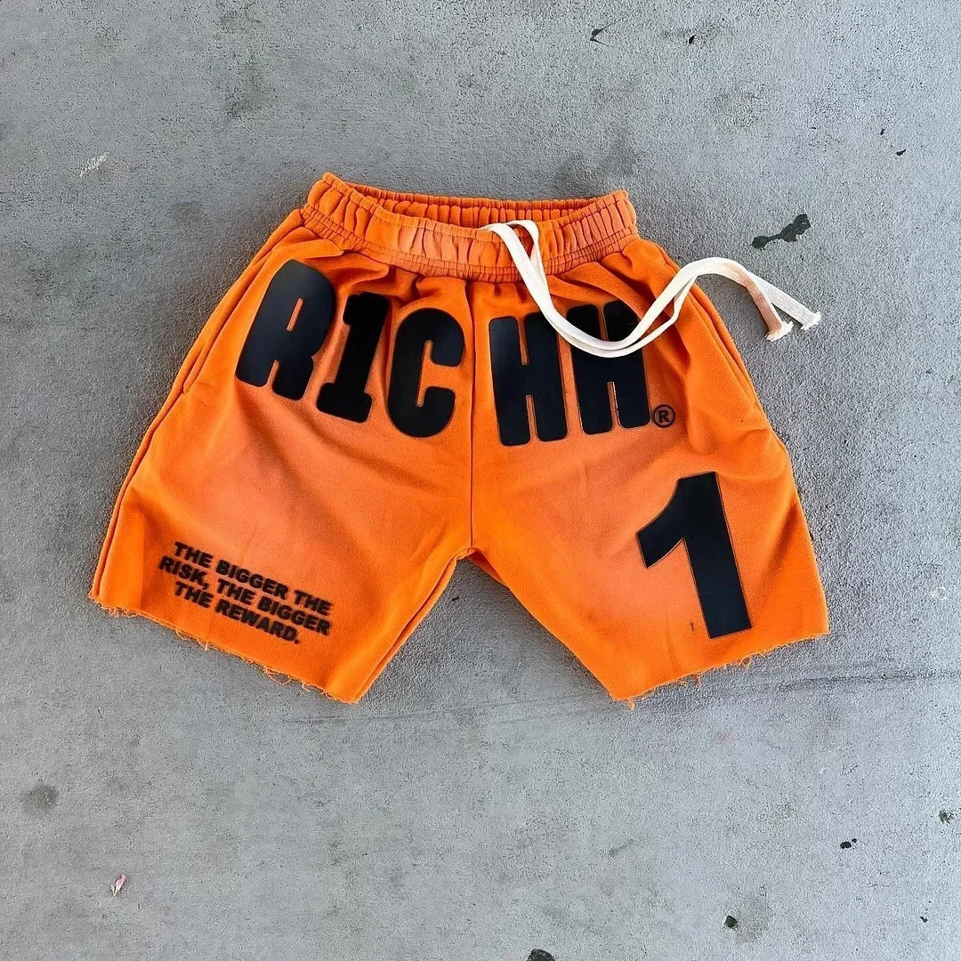 Summer New American Hip Hop Letter Y2K Mens and Womens Shorts Harajuku Gothic Casual Basketball Pants 240701