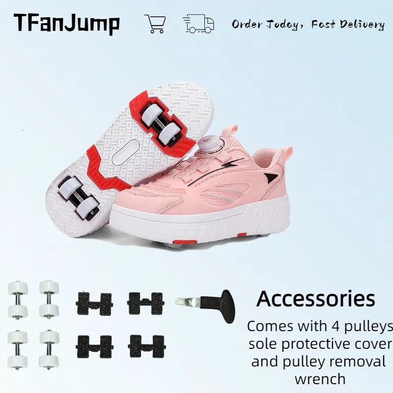 Deformation Roller Skates Shoes Double Row 4-Wheel Skates Roller Shoes with Wheels Dual-Purpose Roller Sneakers Skateboard Shoes 240701