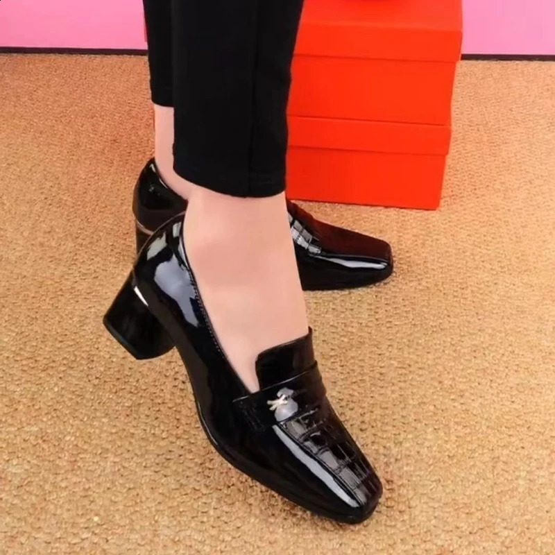 Womens Square Head High Heels Spring Autumn British Style Fashion Solid Colour Work Shoes Party Office Pumps Tacones De Mujer 240702