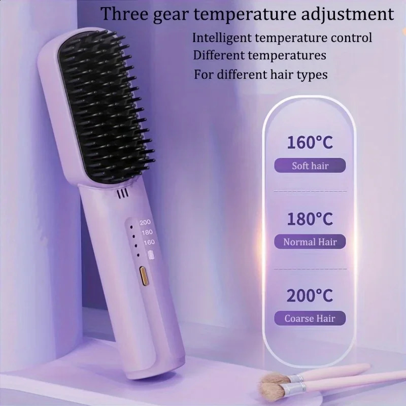 Portable Cordless Wireless Mini Hair Straightener Wireless Comb Straightening Hair Styling Appliances Comb Straightener 240701