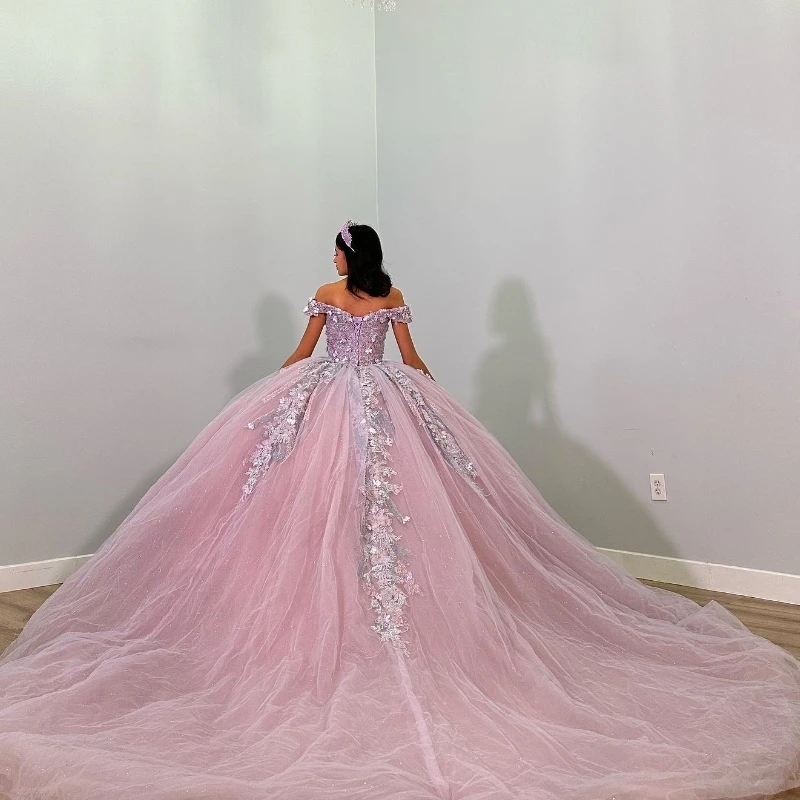 Mexico Sexy Off The Shoulder Ball Gown Quinceanera Dress For Girl Applique Beads Birthday Party Gowns Prom Dresses Sweet 16