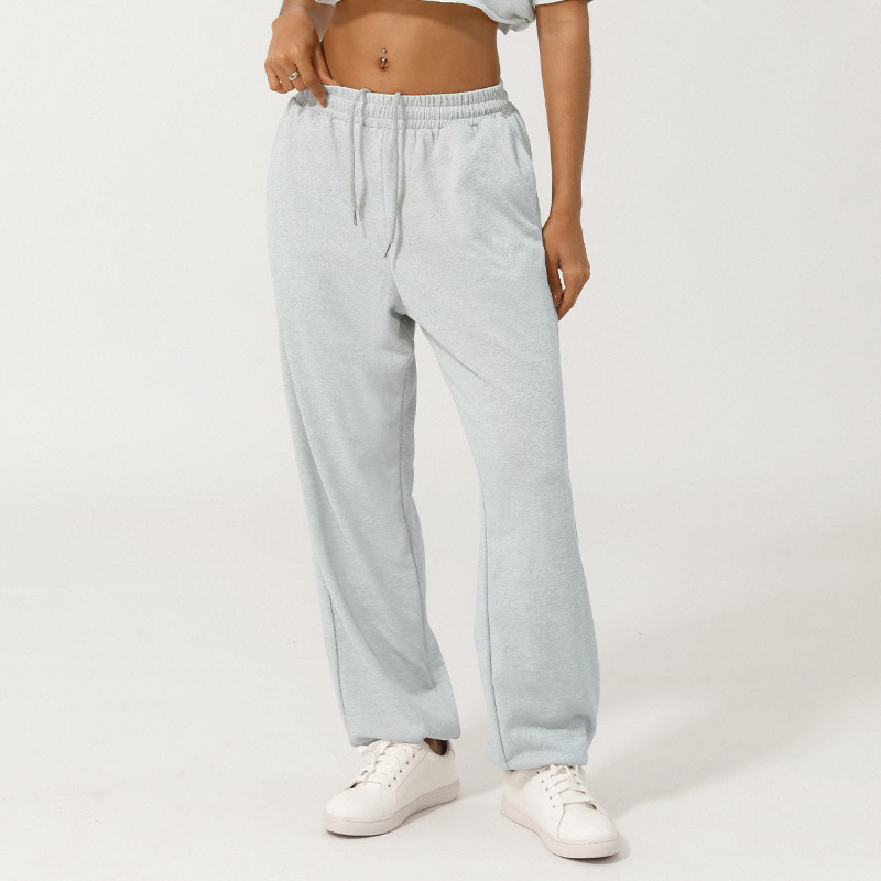AL2426 Yoga Jogger Sweatpants Relaxed-fit Fiess Sports Loose Lounge Lantern Pants Drawcords Unisex Studio-to-street Dance Trousers with Pockets