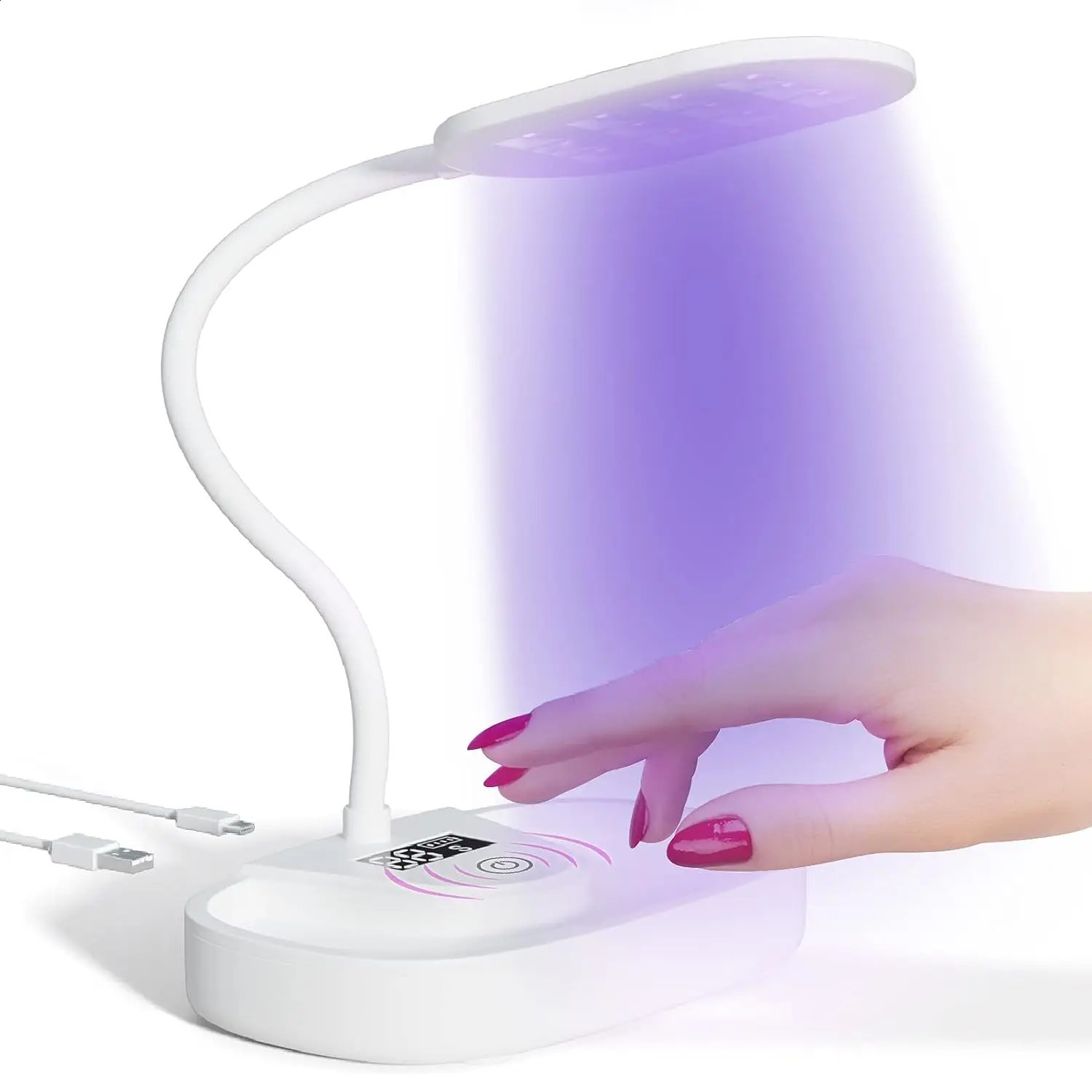 LED Nail Lamp 12W Rechargeable Portable Gooseneck Lamp Quicky Dry Gel Nail Light Portable Flash Cure LED Nail Light for Gel Nail 240701