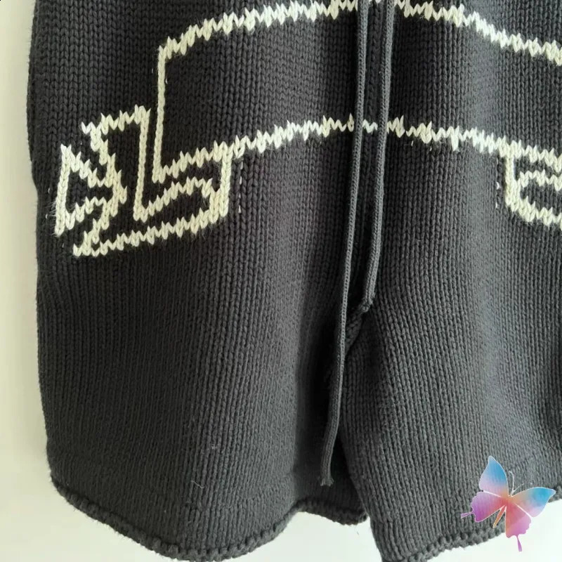 Street Scroll Print Askyurself shorts hip-hop casual black pants mens and womens Cleanfit ASK brushed knit shorts 240701