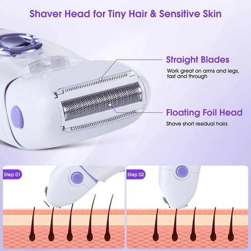 3in1 Electric Women Epilator Female Shaver Leg Body Lip Chin Lady Bikini Trimmer Hair r 240701