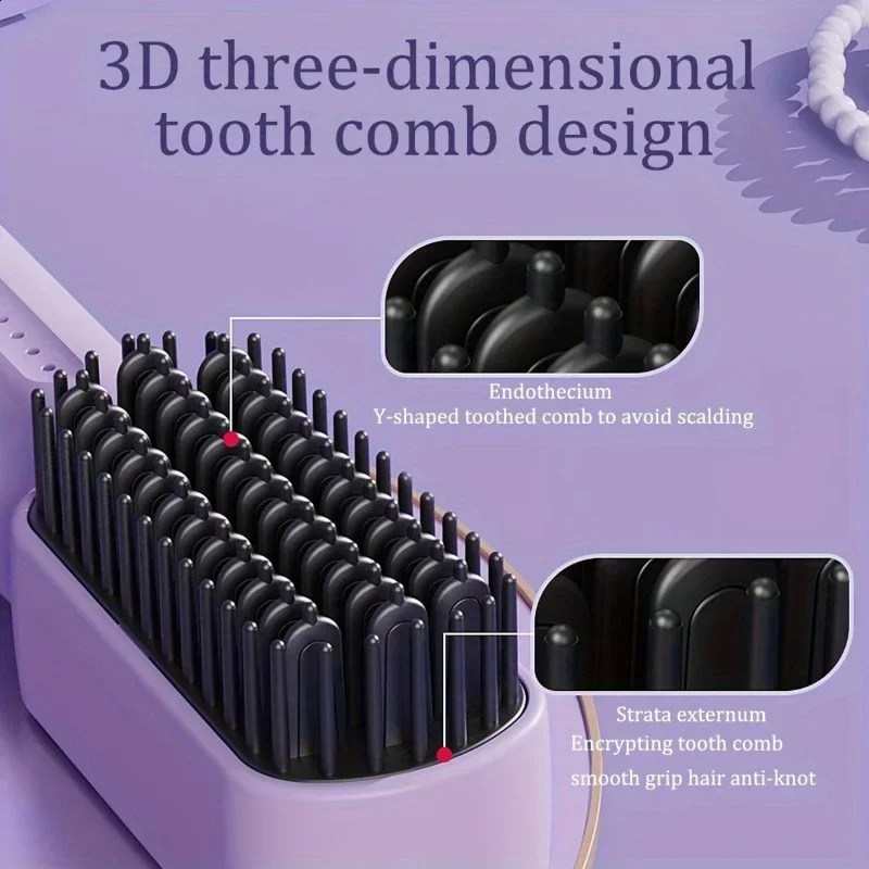 Portable Cordless Wireless Mini Hair Straightener Wireless Comb Straightening Hair Styling Appliances Comb Straightener 240701