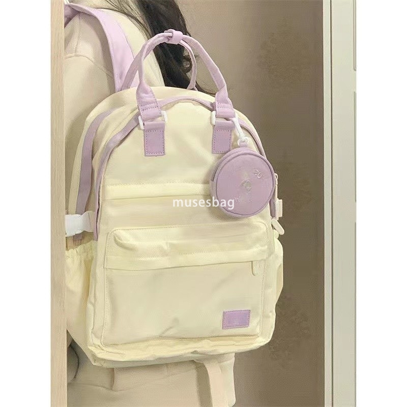 High quality women's fashionable small fresh and simple large capacity backpack new multifunctional compartment for class small bag pendant shoul