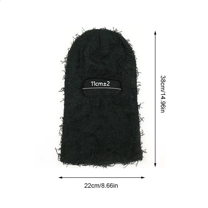 2024 Hip Hop Balaclava Distressed Knitted Caps Full Face Ski Mask Women Outdoor Camouflage Fuzzy Ski Balaclava Beanies Hat 240621
