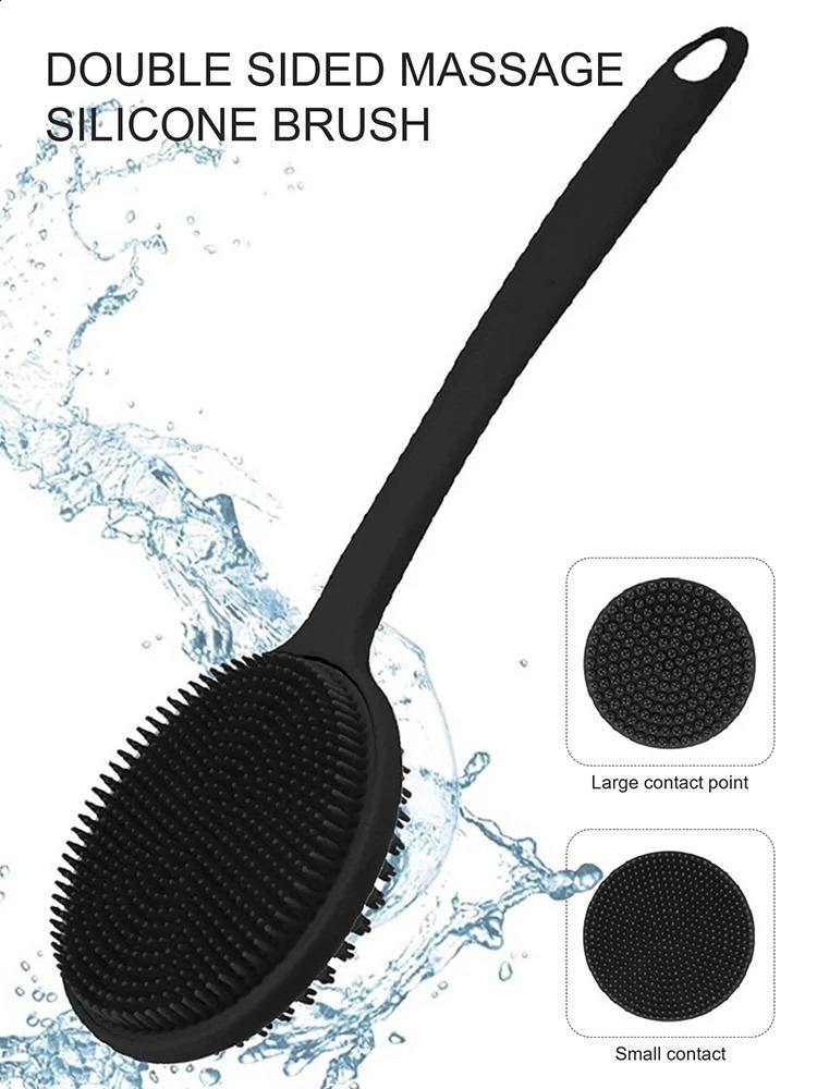 Soft Body Scrubber Shower Exfoliating Scrubs Long Handle Bath Brush Exfoliator Skin Massager Cleaning Brush Bathroom Accessories 240701