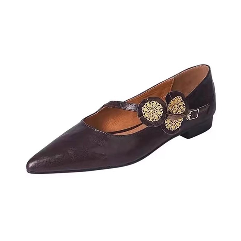 Versatile flat heel new flat shoes 2024 small size straight strap women's singles spring women's singles shoes Black
