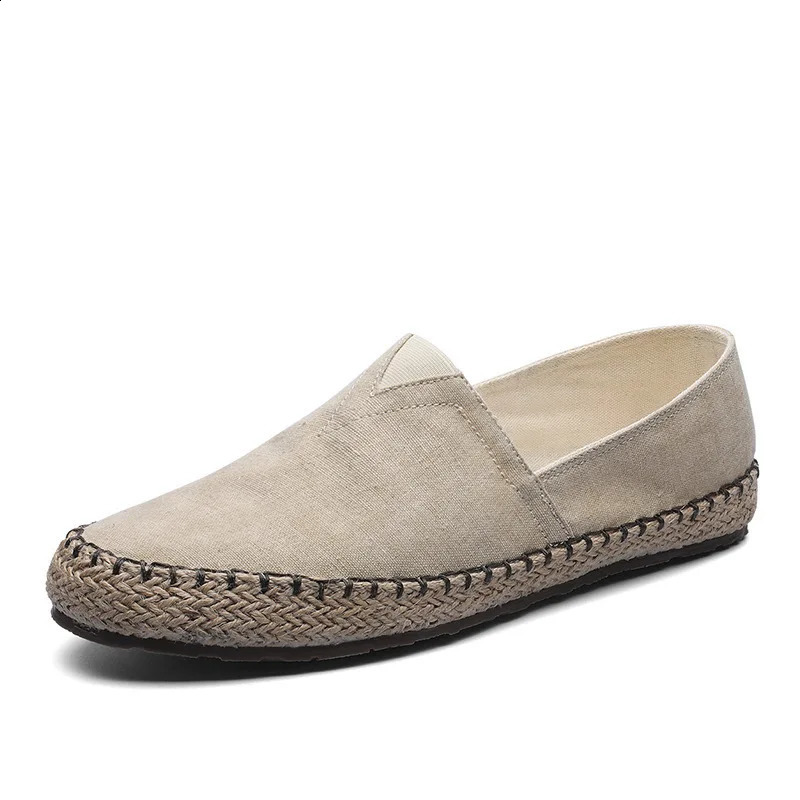Mens Flat Canvas Shoes High quality Espadrilles Footwear Hemp Lazy Flats For Men Moccasins Male Loafers Driving Shoes 240702