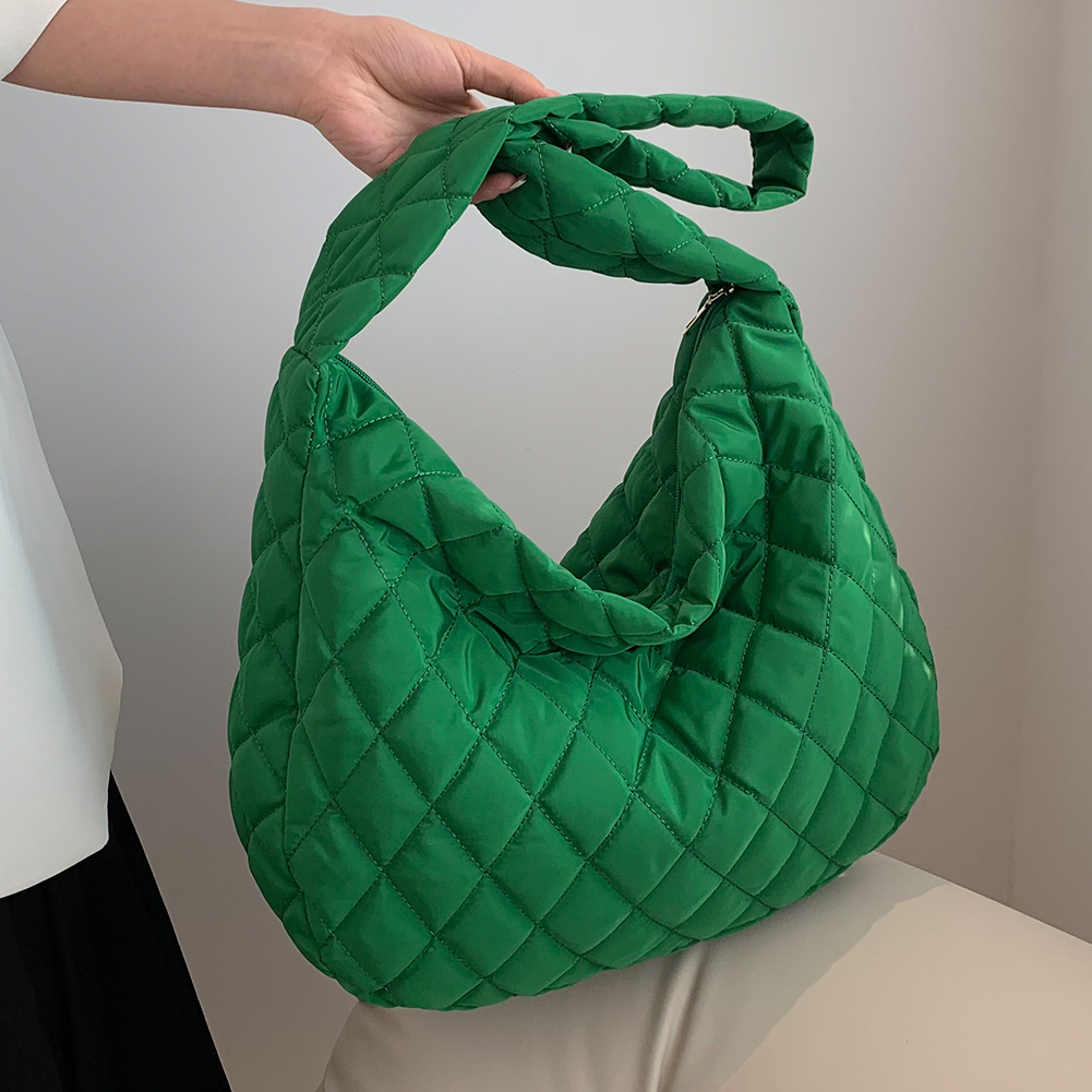 Lattice Pattern Shoulder Bag for Women Space Cotton Handbag Lightweight Large Capacity Totes Padded Ladies Quilted Shopper Bag