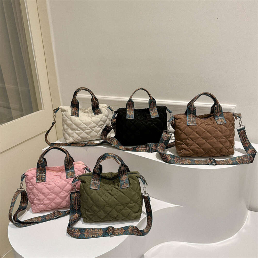 Puffer Tote Women Quilted Puffy Cotton Padded Wide Belt Shoulder Bag Down Padding Crossbody HandbagH7.2#12.5 ddmymoon
