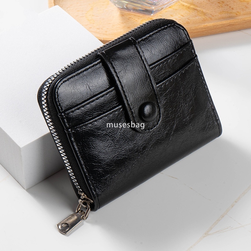 Fashionable and versatile for both men and women classic and practical multi slot wallet with zipper PU small fragrant casual leather zero wallet slot