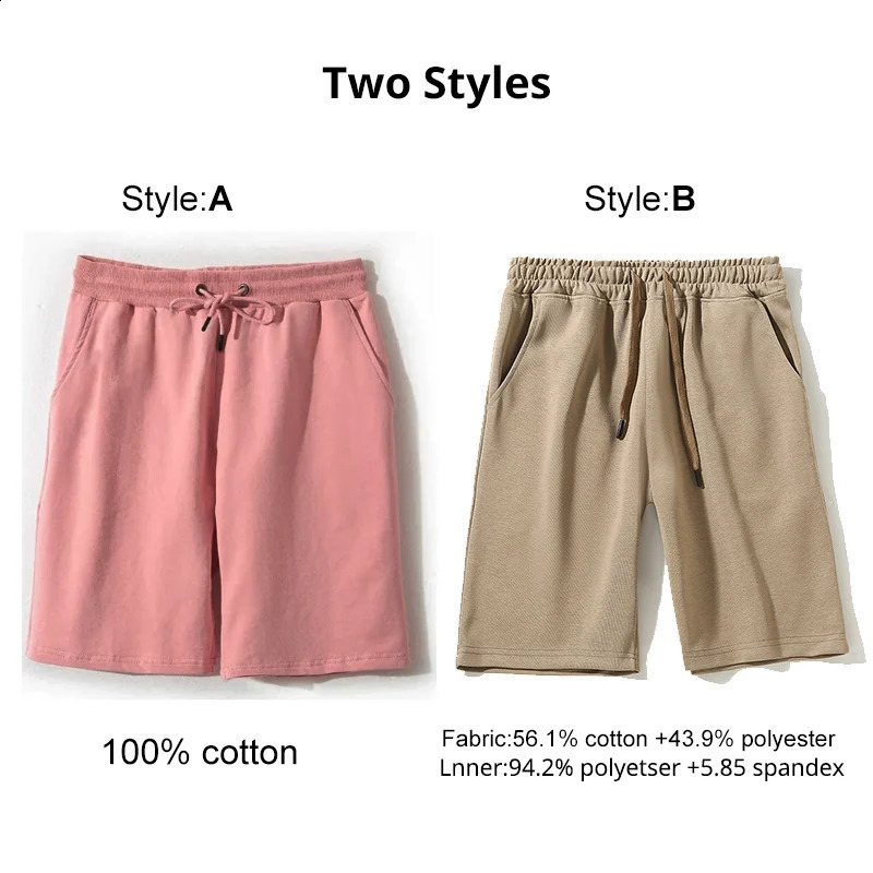 Mens casual cotton shorts with waistband summer board shorts jogger black pink gray American S-XL 240701