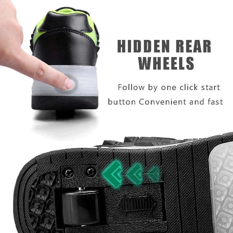 Roller Skate Shoes Boys Girls flashing lights Two wheel roller shoes Led Light Luminous Sneakers Outdoor Casual Shoes Children 240618
