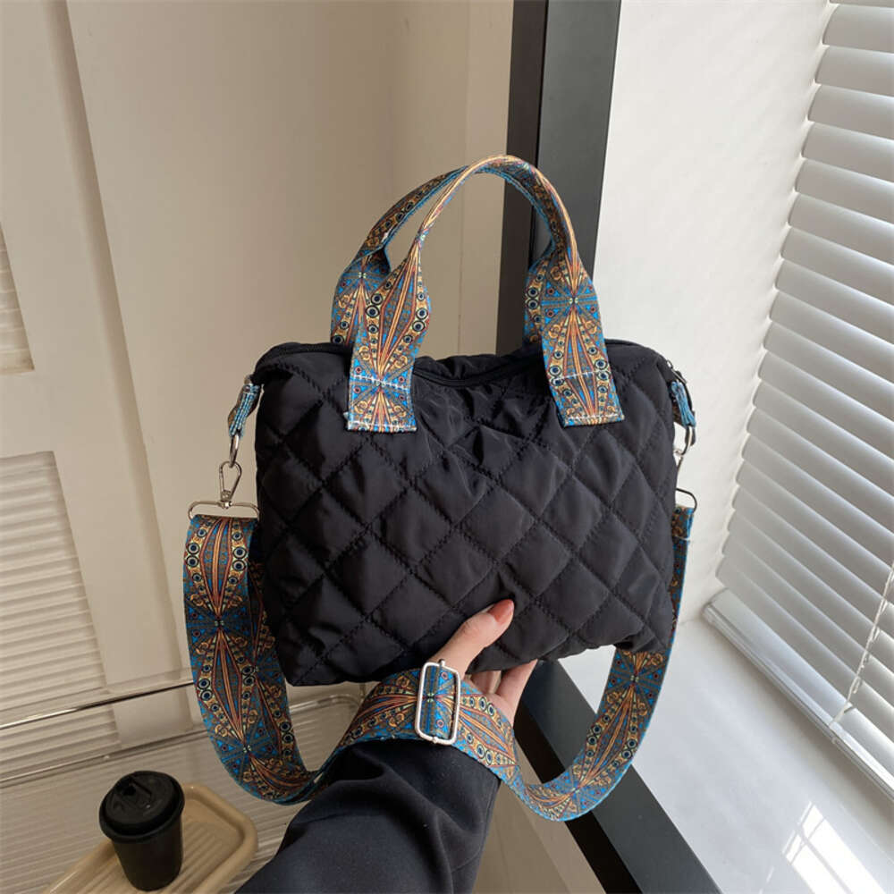 Puffer Tote Women Quilted Puffy Cotton Padded Wide Belt Shoulder Bag Down Padding Crossbody HandbagH7.2#12.5 ddmymoon