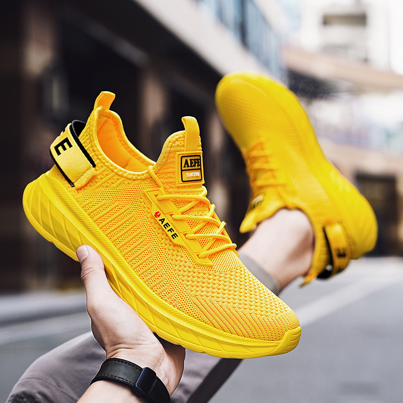 2025 new Marathon Summer Running Tennis Mens Yellow Mesh Breathable Sneakers Plus Size 47 Light Casual Walking Shoes Men d6f2